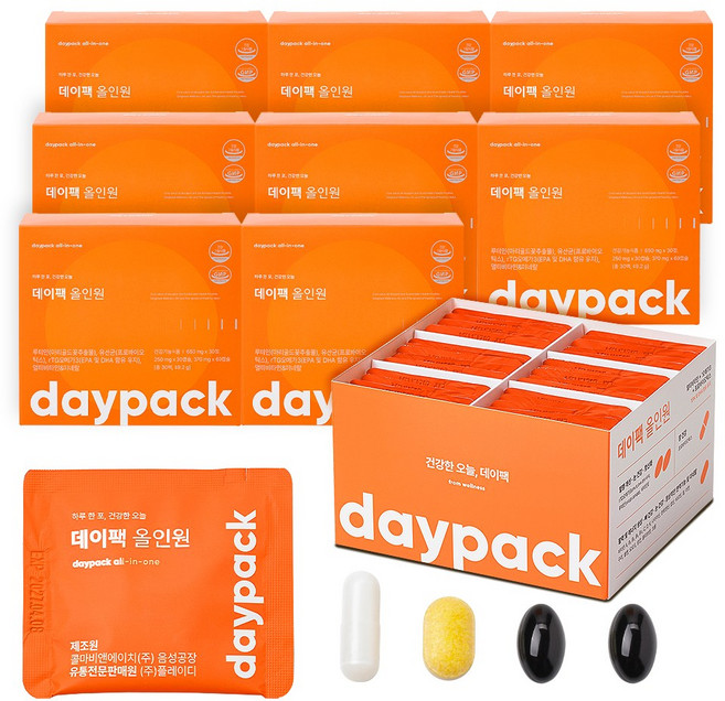 데이팩 올인원 멀티팩 유산균+오메가+루테인+멀티비타민+미네랄, 30회분, 8개