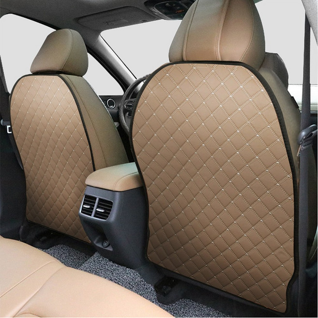 GMZ 킥매트 새들브라운 자동차 시트커버 1+1 2P 도어가드 보호 발차기방지 오염방수코팅, 섀들브라운, 2개