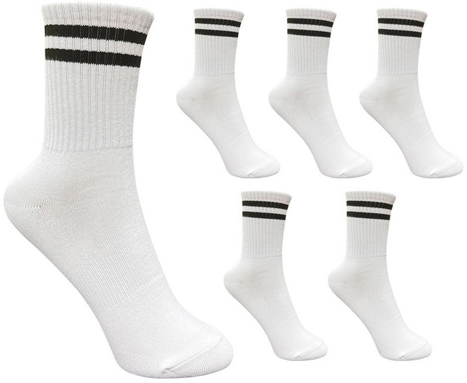 비바슈슈 여성용 스포츠 쿠션 면양말 장목 스트라이프 6켤레