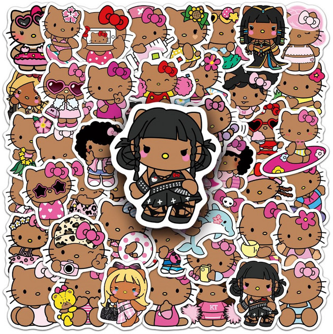 산리오 캐릭터 방수 스티커 (전 캐릭터 모음), 50개, 태닝키티