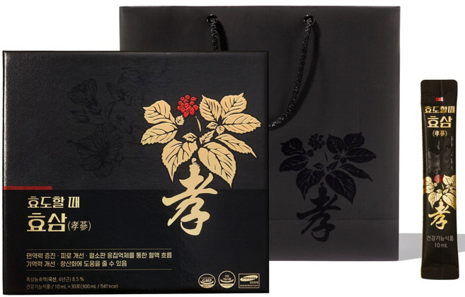 효도할때효삼 흑삼 생일선물 세트 + 쇼핑백, 30개, 10ml
