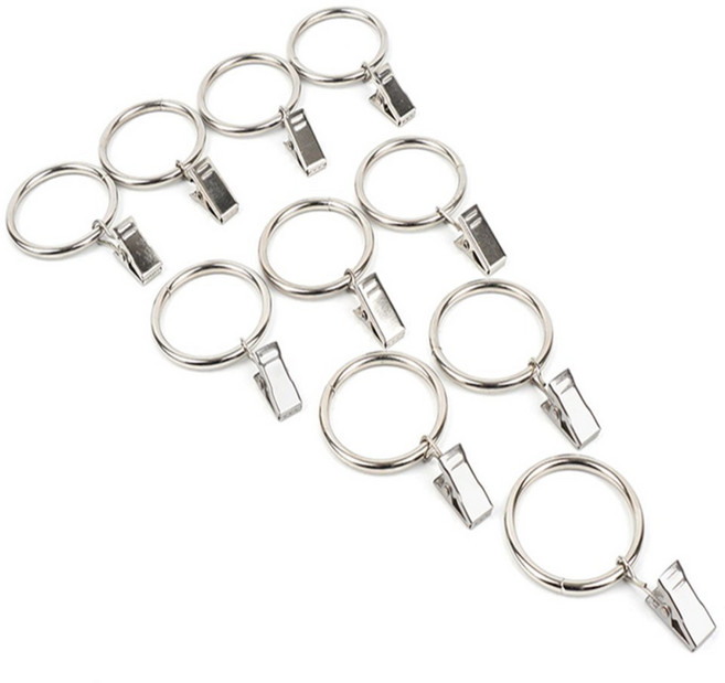 정보다모아샵 커튼 원형고리 집게 실버 10P 커튼고리, 3.5 x 38mm