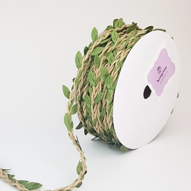 대용량 20야드) 베이지 나무잎 줄장식 나뭇잎장식 화관만들기 꽃 선물 포장용품 인테리어장식소품