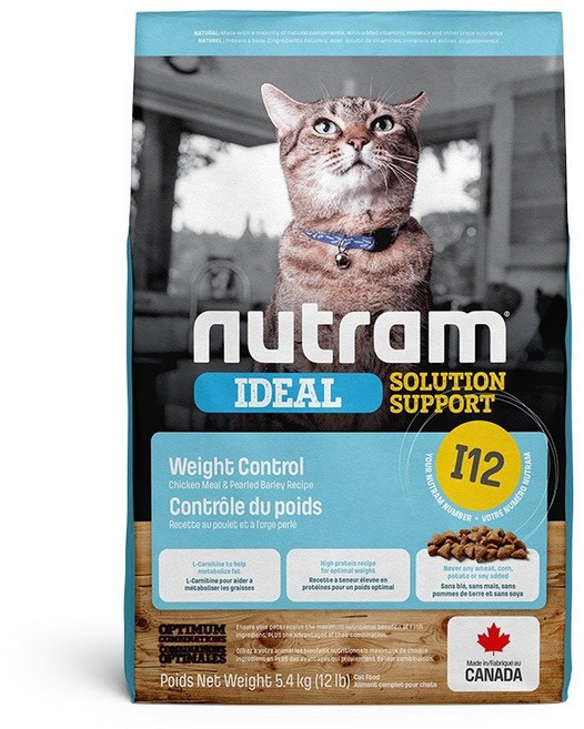Nutram 紐頓 I12 理想系列 體重控制 成貓飼料 雞肉+豌豆配方 2kg 幫助維持健康體態, 1個, I12體重控制雞肉+豌豆成貓2kg