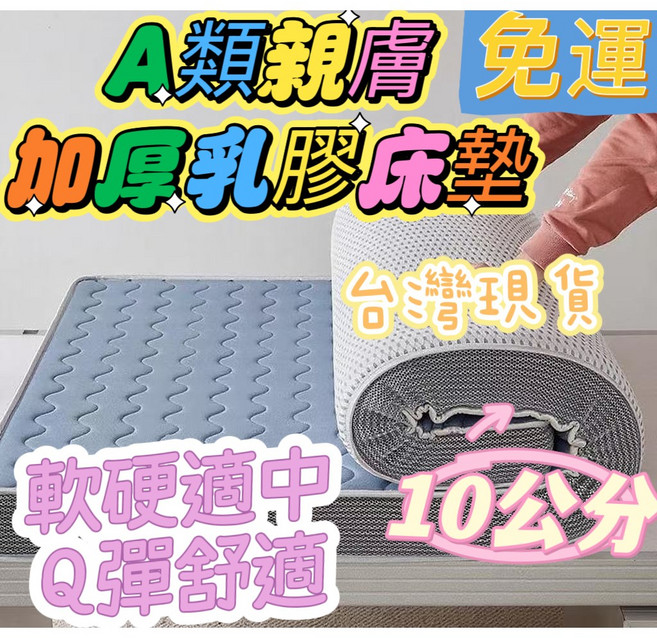 針織乳膠抗菌刺繡床墊 單人/雙人學生宿舍打地鋪出租屋用墊, 藍色