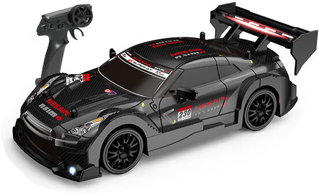GTR競速遙控車 飄移四驅遙控甩尾車 玩具車 生日禮物 萬聖節禮物, GTR-曜石黑【1：24】,【單電池續航25-30分鐘】贈送漂移輪胎, 1個