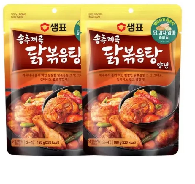 샘표 송추계곡 닭볶음탕 양념 180g(3-4인분) 2팩, 180g, 1세트