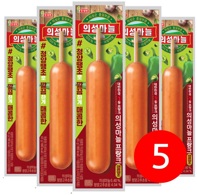 롯데 의성마늘 프랑크 매콤땡초 65g / 핫바 후랑크 소세지, 5개