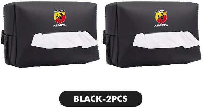 차량용 티슈 박스 시트 등받이 걸이형 홀더 프리몬트 스트라다 그란데 푼토 두카토 스틸로 팔리오, 1개, 색상 이름: 5. ABARTH-C-black-2PCS