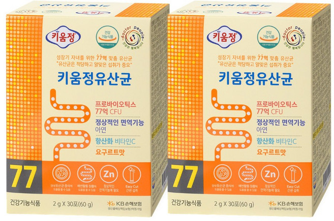 키움정유산균 2gX30포 2박스(2개월분) - 성장기 자녀를 위한 77억 맞춤 유산균, 2g, 1개