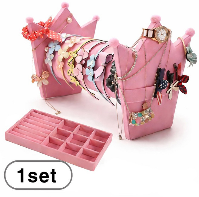 차쿠 크라운 모형 머리띠 보관 머리띠정리대, 1개, 핑크