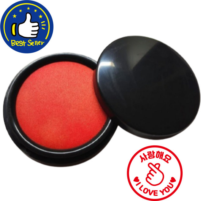 라운드문 프리미엄 휴대용 스탬프 인주 간편 찌꺼기 없는, 2통, 찌꺼기없는레드