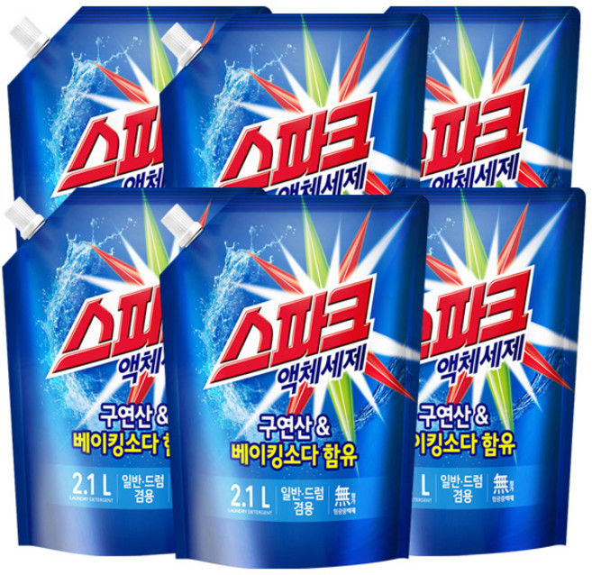 스파크 액상세제 리필, 2.1L, 6개