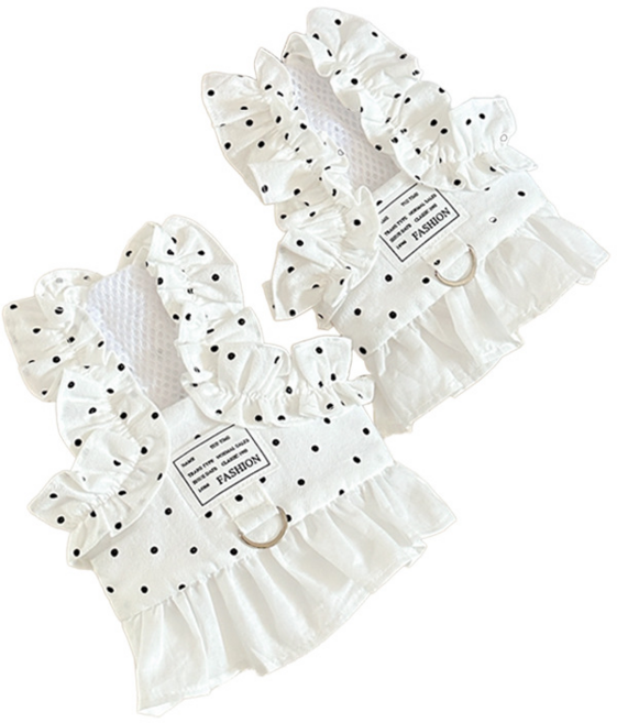 강아지 공주옷 미니스커트 하네스 겸용, 1개, 아이보리