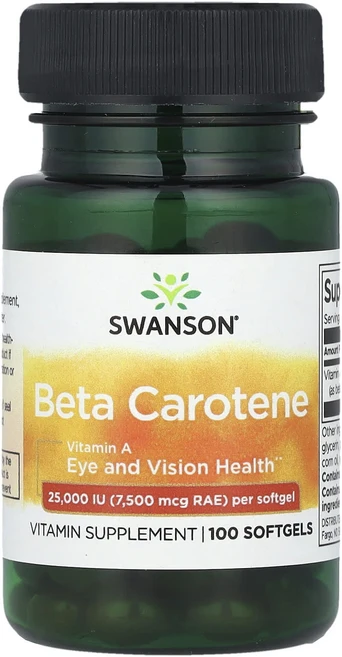 Swanson 베타카로틴 25000IU(7500mcg RAE) 소프트젤 100정, Swanson베타카로틴25000IU7500mcgRAE소, 1개 - 쿠팡