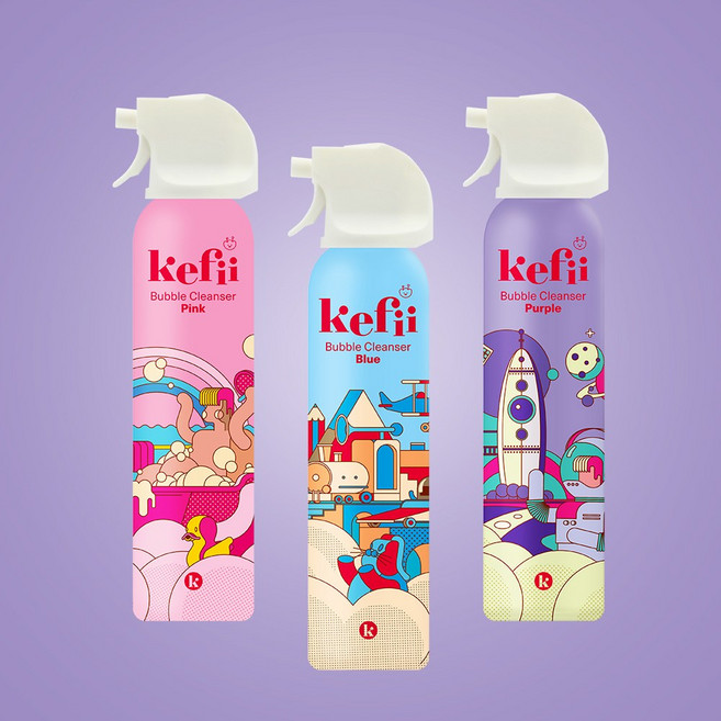 케피 버블클렌저 핑크+블루+퍼플, 1개, 200ml