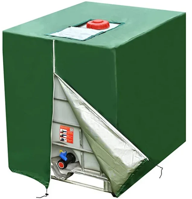 210D 지퍼 IBC 토트 커버 275갤런 햇빛 소재 탱크용 옥스포드 녹색 방지 검정색 방수, 210D Zipper green