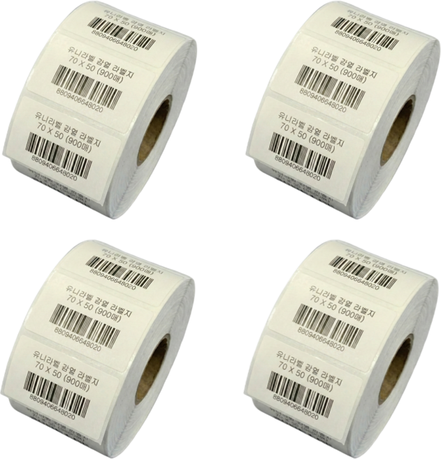 감열라벨지 가로7cm 세로5cm 900매 4롤, 감열라벨 70x50 4롤