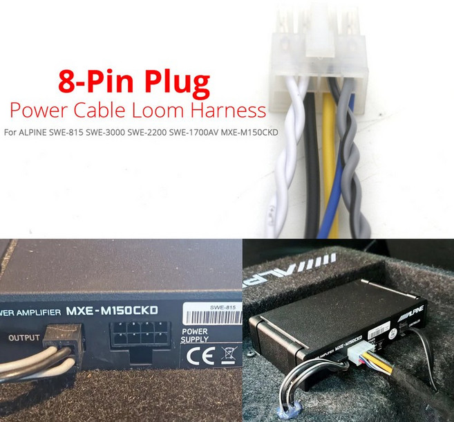 알파인 SWE-815/1200/1500/2200/3000 MXE-M150CKD 1700AV 용 8 핀 플러그 스테레오 앰프 전원 하네스 리드, 01 for Alpine, 1개