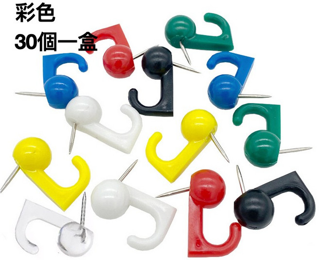 圖釘夾 大頭針 透明圖釘 掛勾圖釘【適用毛氈板 軟木板】, 1個, 彩色