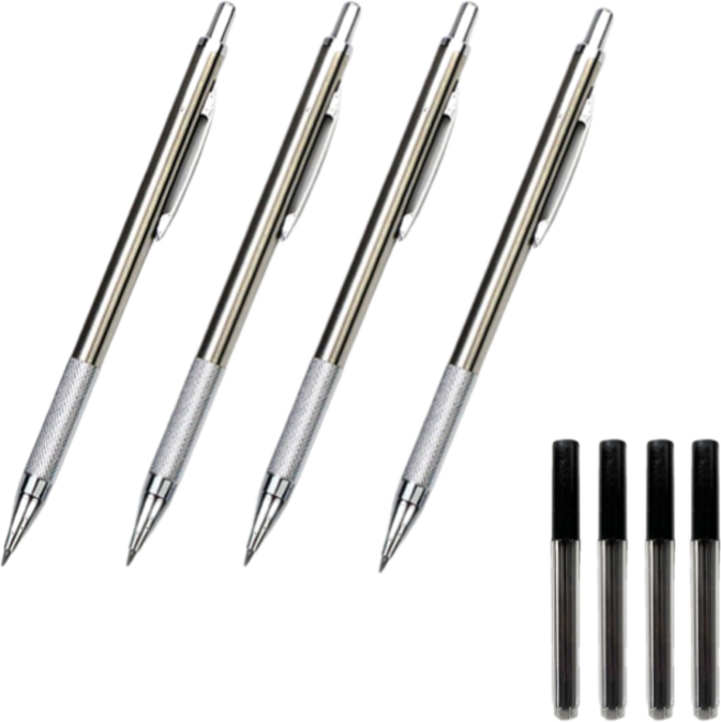 라미네문구 고급 은장 2mm 홀더 샤프 샤프심, 4개