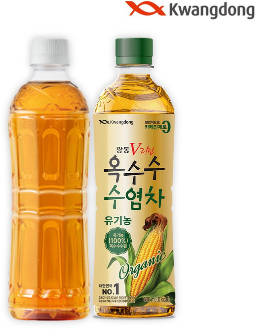 [광동직영] 광동 옥수수수염차 무라벨 500ml 20pet + 옥수수수염차 유기농 500ml 24pet 총 44pet, 44개