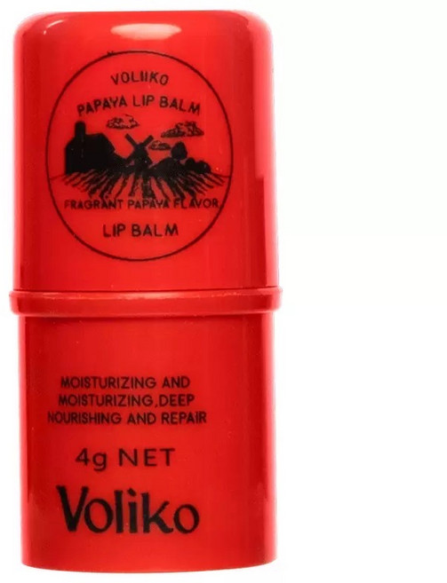 Voliko 木瓜潤唇膏 4g，保濕滋潤淡化唇紋，日常護理唇膜, 1個, 木瓜膏4g一隻裝, 4g, 原味