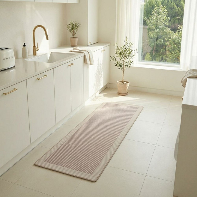 하루도감 간편세척 규조토 욕실 주방 발매트, 베이지