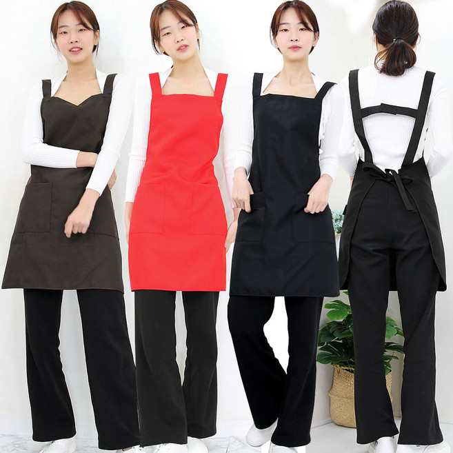 하랑이플 줄멜빵앞치마(H형) 엑스자 빅사이즈 주방앞치마 단체앞치마, 줄멜빵(블랙), 1개