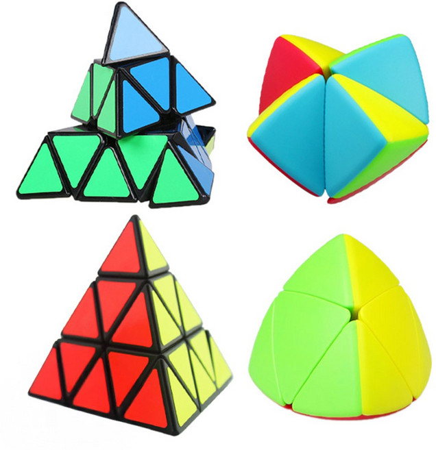 1+1 피라밍크스 큐브 세트 피라미드 삼각 매직 cube 특수 블럭 전문가 삼각형 트위스트 퍼즐 블록, R99740A(A세트, 1세트, 블랙, 1세트