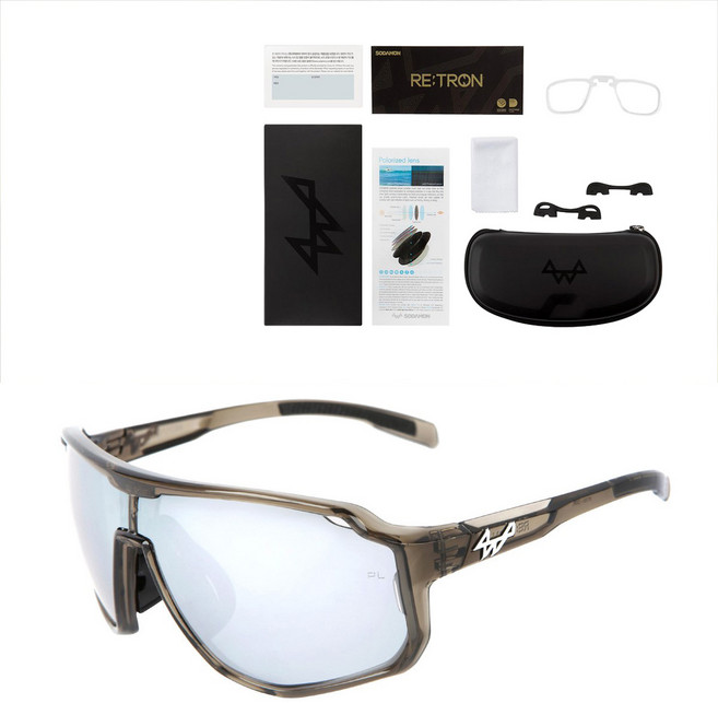 소다몬 RETRON RT3301 시리즈 편광 변색 스포츠 선글라스 전용케이스 클리너 도수클립 코패드, [3] RT3301-C03 실버편광, 1개