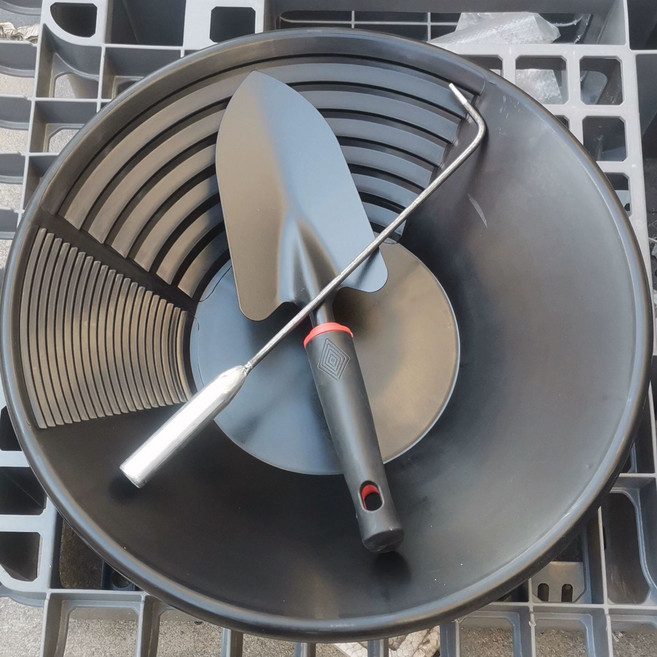 패닝 접시 사금 채취 도구 선별기 슬루이스 장비 채굴, 블랙 세트 블랙+삽+후크, 기본 모델명/품번