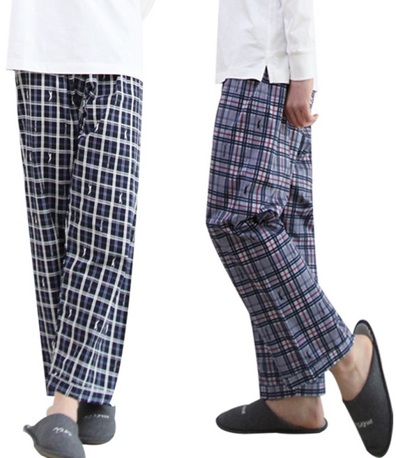 슬레진저 남성 국산 면100% 파자마 코튼 체크 잠옷바지 2종 SET