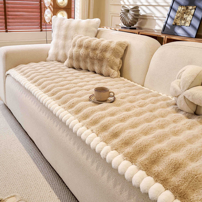 FEIFAN 겨울 미끄럼방지 초극세사 토끼털 소파패드 4인용