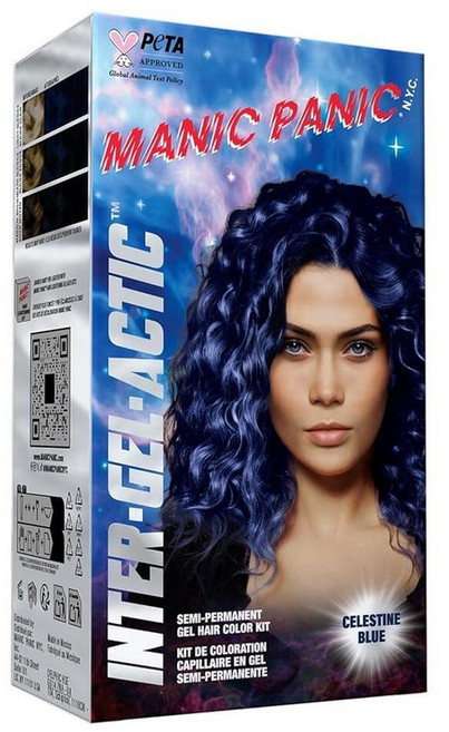 Manic Panic Inter-GEL-actic Gel Hair Color Kit - Semi Permanent Dye Glossy Shine & Hydration with, 셀레스틴 블루