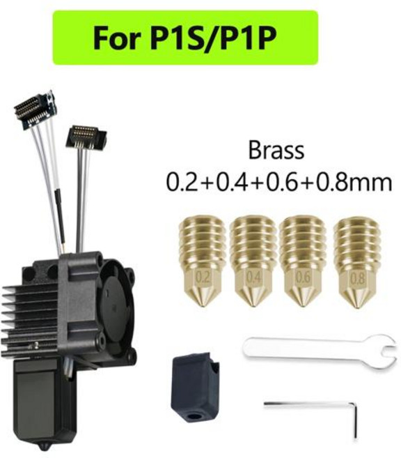 호환 완전히 조립된 핫엔드 Bambu Lab X1 P1P P1S용 (팬 업그레이드 2.0노즐 포함) Carbon용, 07 P1 Hotend-2468