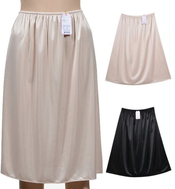 (뵈뵈)새틴질감 무지 베이직 여성 롱속치마 san+053PO