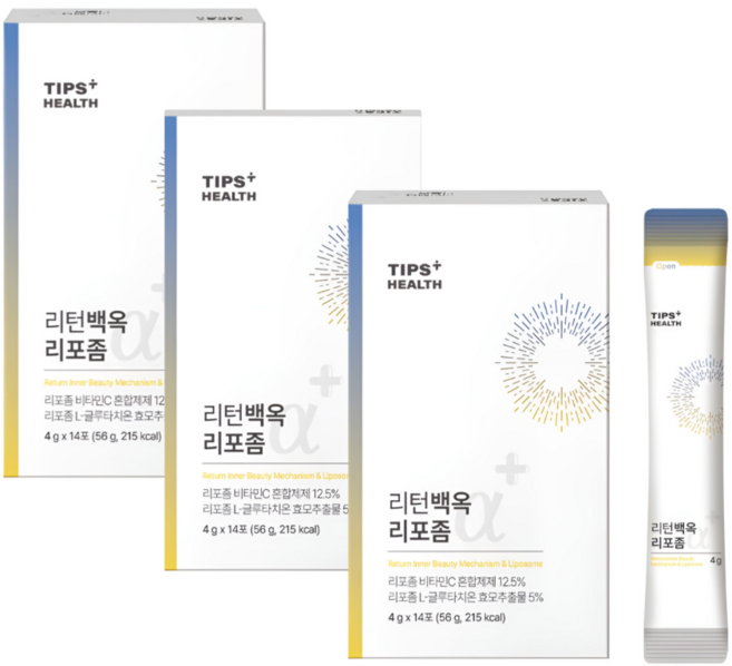 팁스헬시 리턴 백옥 리포좀 글루타치온 스틱 비타민C, 3개, 14회분