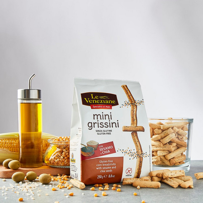 MOLINO DI FERRO grissini 참깨와 치아씨드가 들어간 미니 그리시니 레스토랑 식전 빵 250gx3개, 250g