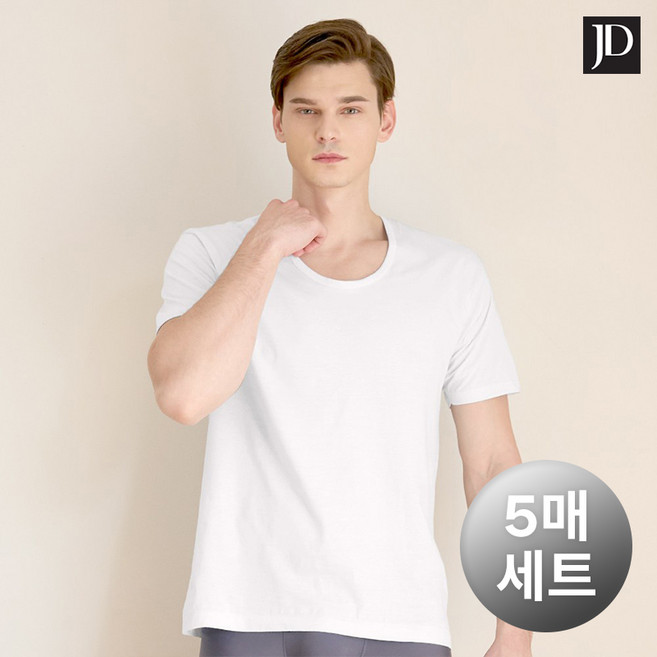 제임스딘 남자 반팔런닝셔츠 5매세트 스탠다드 순면 메리야스