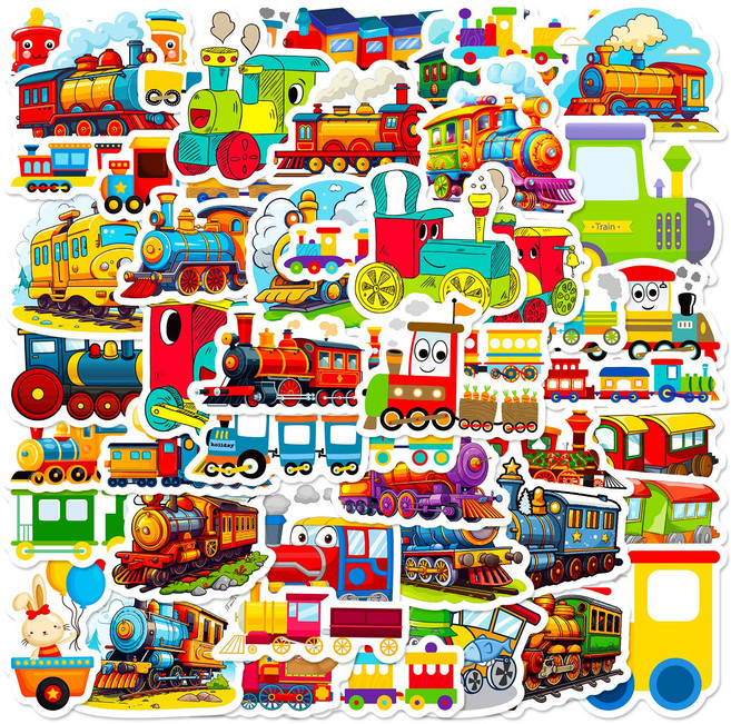 기차 스티커 B형 세트 귀여운 교통 수단 탈것 꾸미기, 기차 B형/50개(1세트)