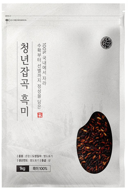 청년잡곡 쌀 국산 흑미, 1개, 1kg
