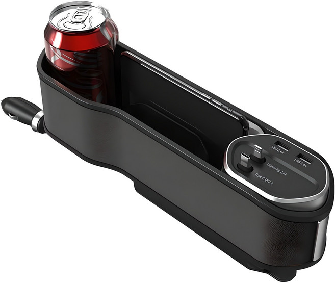 더존 차량용 정리 수납함 스마트 사이드포켓 TZ-P300, 1개, 블랙 + 메탈