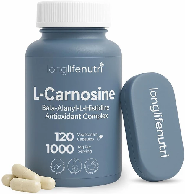 LongLifeNutri L-카르노신 1000mg - 세포 에너지 및 뇌 투명도를 위한 베타-알라닐-L-히스티딘 보충제 채식주의자 캡슐 120개 2개월 분량 GMP 인증, 1 - 쿠팡