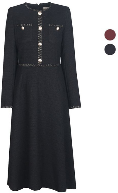 비비드시크릿가너 여성 트리밍 디테일 겨울 정장 원피스