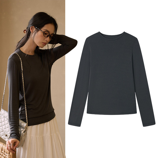 스토리원 WM-FWWT039 여성 실크 모달 베이직 티셔츠