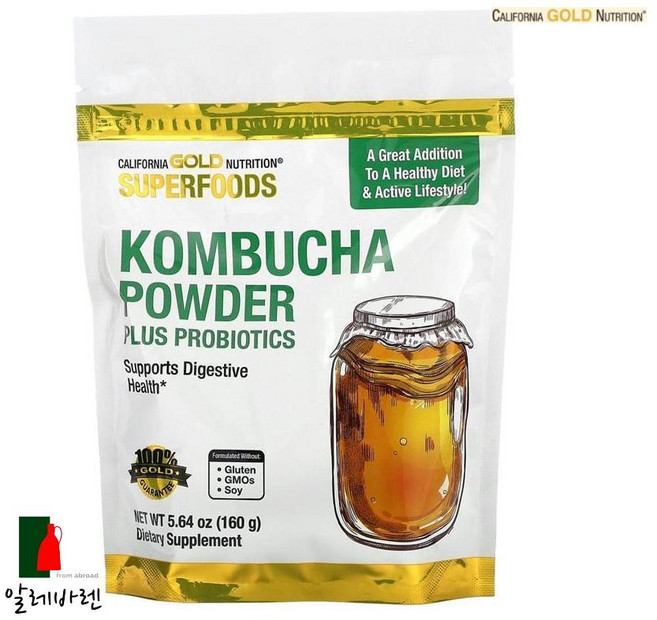 캘리포니아골드뉴트리션 슈퍼푸드 콤부차 파우더 무향 160g 스코비 홍차버섯 애사비, 1개