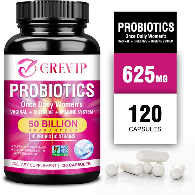 여성용 프로바이오틱스 120캡슐 프로바이오틱스 5000억 cfu 함유로 면역력과 요도 건강 증진, 1개, 120정