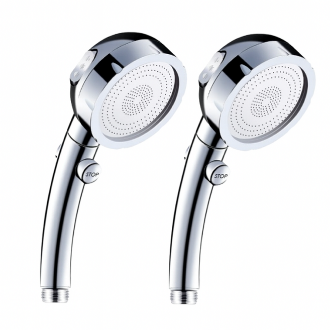 [3중 고압] 말코니 욕실 샤워기 헤드, 메탈실버, 2개