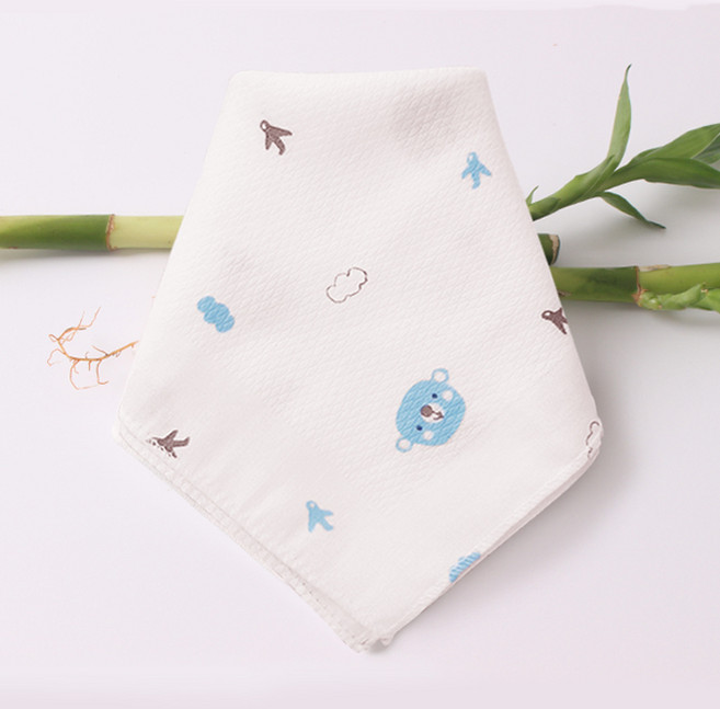 머머 대나무 엠보 아기손수건 밍구 블루 곰 패턴 /밤부 가제 거즈 턱받이 스카프빕 신생아 출산선물